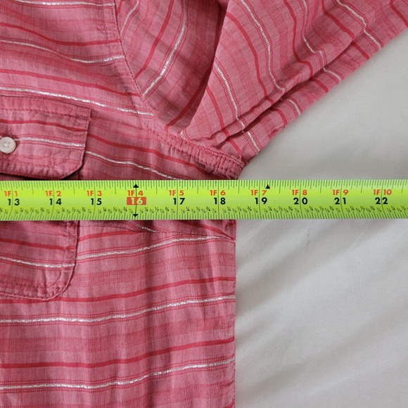 St. John's Bay Womens Shirt Small Top Pink Red Striped Long Sleeve Button Down - Picture 6 of 11